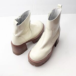 JEFFREY CAMPBELL Quavo Ice Crinkle Patent Leather Chunky Heel Platform Boots 6